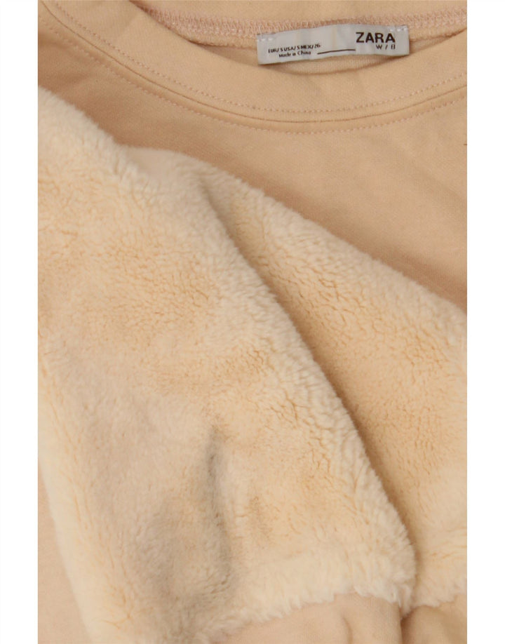 Zara Womens Crop Oversized Moletom Jumper Reino Unido 10 Pequeno Off White