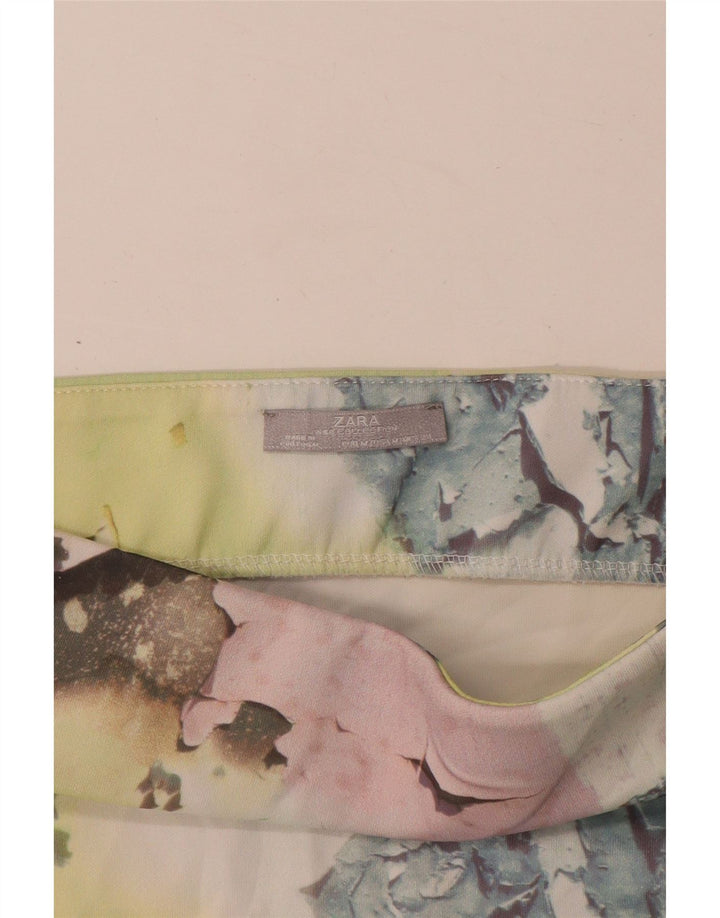 Zara Saia lápis feminina com padrão abstrato médio W28 multicolorida
