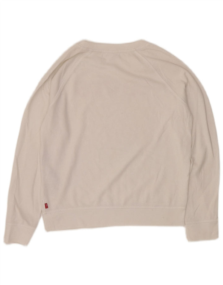 LEVI'S moletom feminino oversized jumper UK 10 pequeno algodão branco
