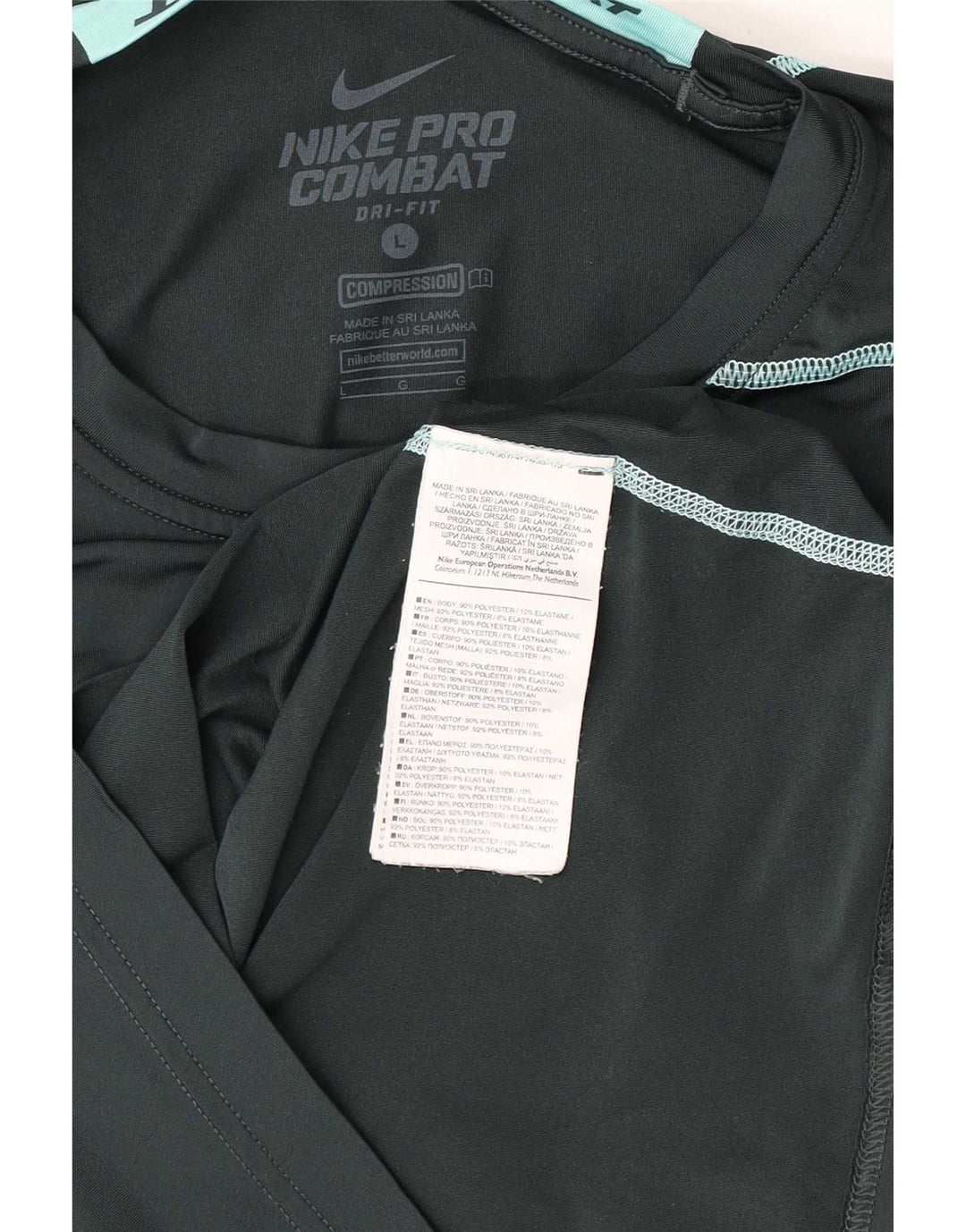 Top gráfico Nike masculino Dri Fit manga comprida grande poliéster verde