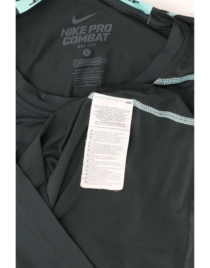 Top gráfico Nike masculino Dri Fit manga comprida grande poliéster verde