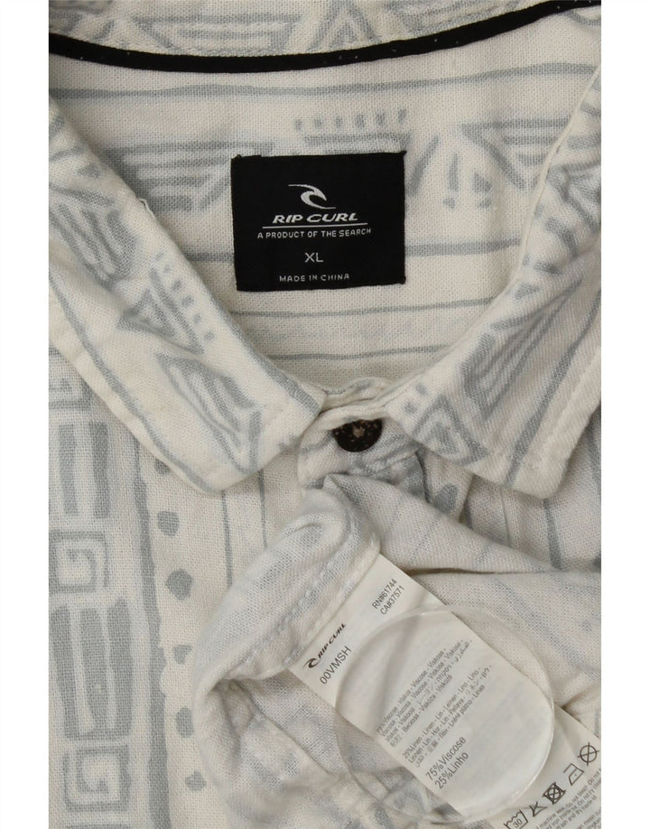 Camisa masculina de manga curta Rip Curl XL branca viscose geométrica