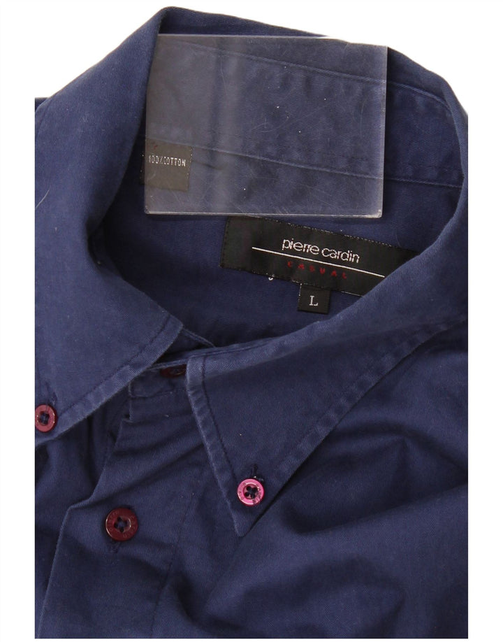 Camisa masculina PIERRE CARDIN grande algodão azul marinho