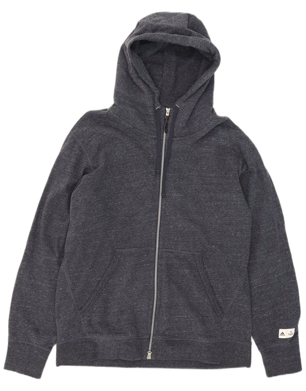 Adidas masculino zip moletom com capuz XL azul marinho algodão manchado