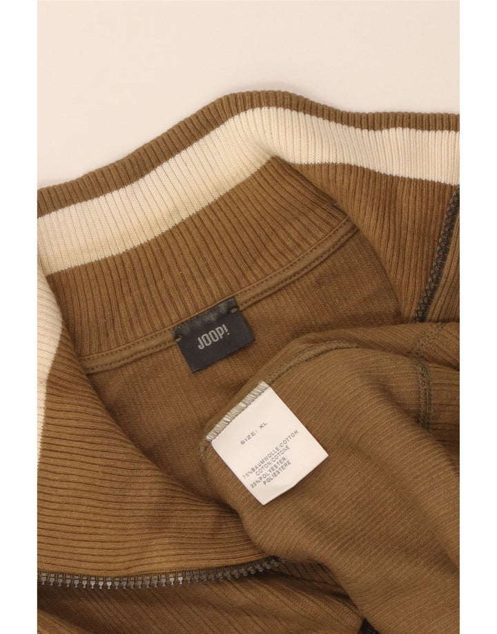 Suéter masculino Joop com zíper e gola XL de algodão marrom