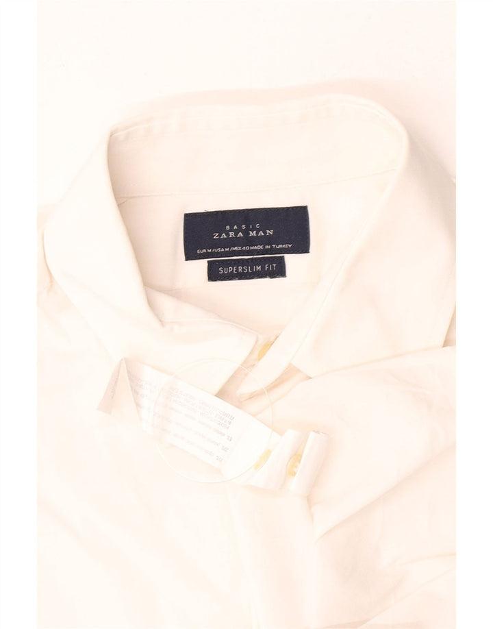 Camisa masculina ZARA Super Slim Fit médio algodão branco