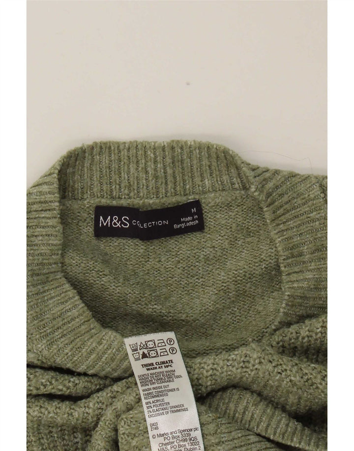 Suéter feminino Marks & Spencer com gola redonda Reino Unido 14 acrílico verde médio