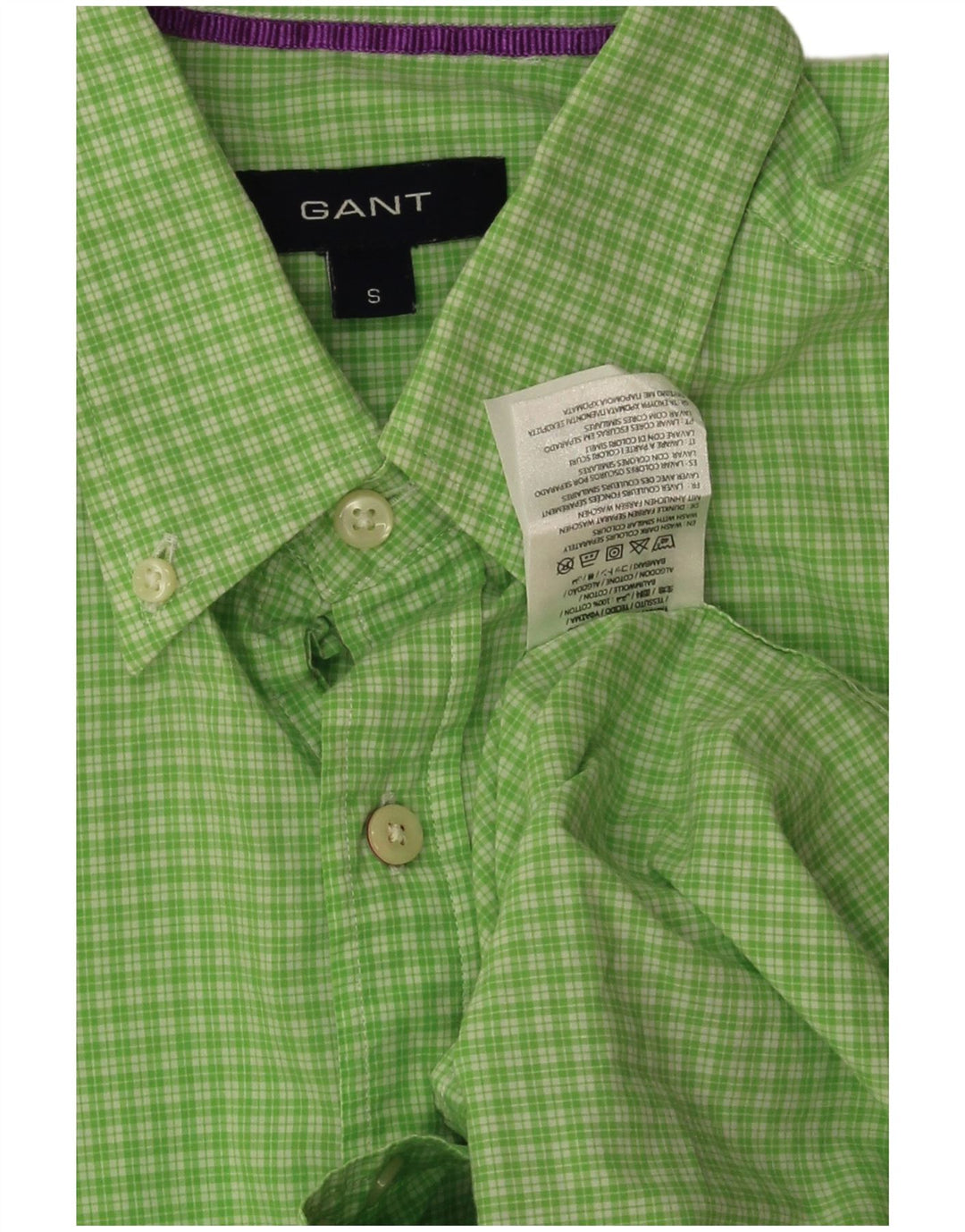 Camisa masculina Gant manga curta regular fit pequena verde xadrez algodão