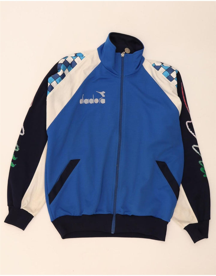 Diadora Mens Graphic Tracksuit Top Jacket Grande Azul Colorblock Poliéster