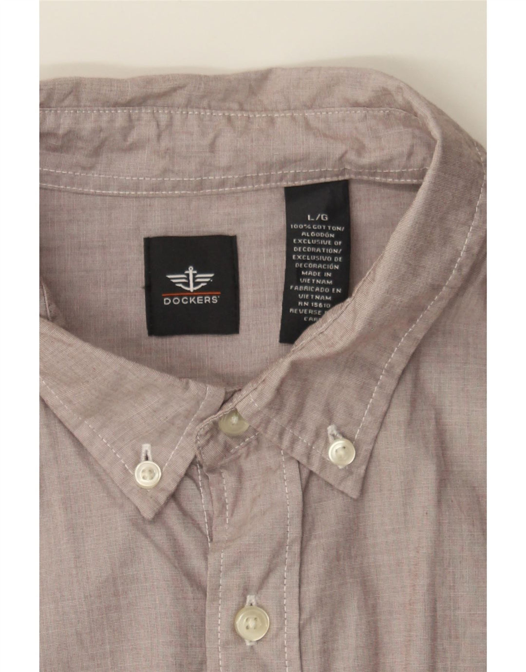 DOCKERS Mens Shirt Large Grey Cotton Vintage Dockers and Second-Hand Dockers from Messina Hembry 