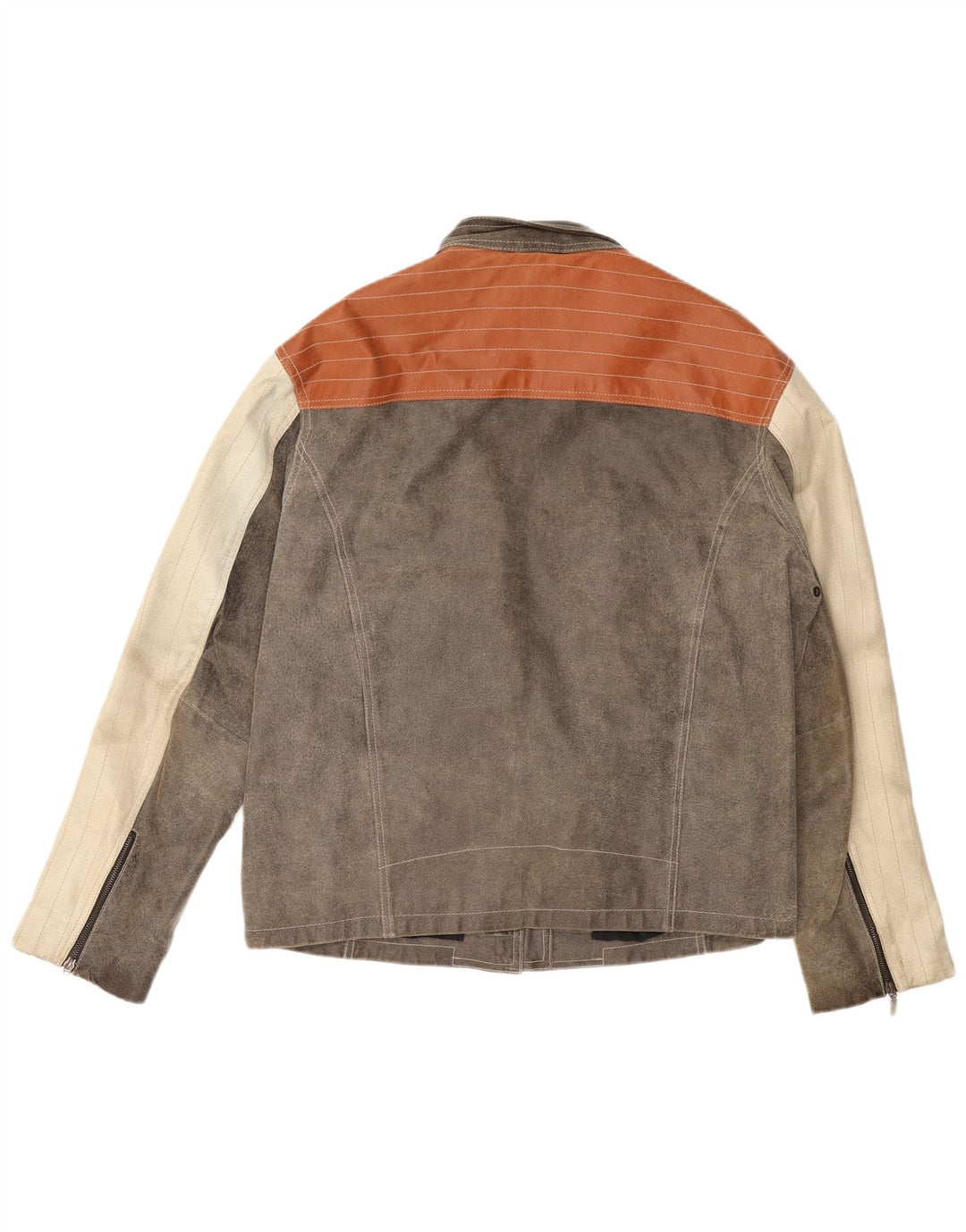 Jaqueta de couro masculina EXPLORER UK 40 grande couro cinza colorblock