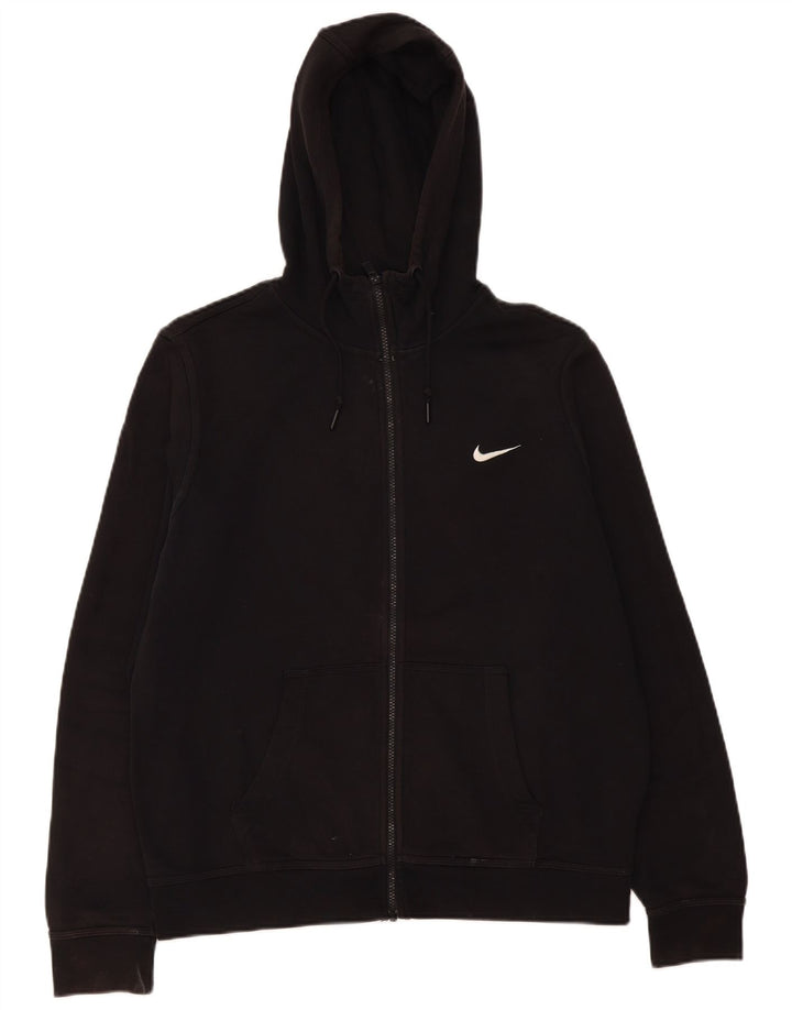 Suéter Nike masculino com capuz e zíper grande de algodão preto