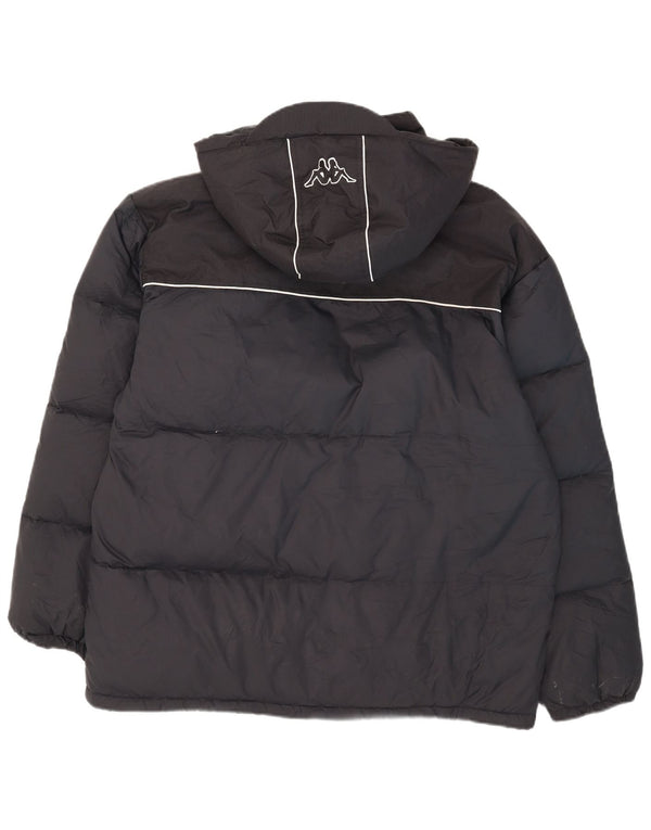 Jaqueta masculina acolchoada com capuz gráfico Kappa UK 42 XL azul marinho nylon