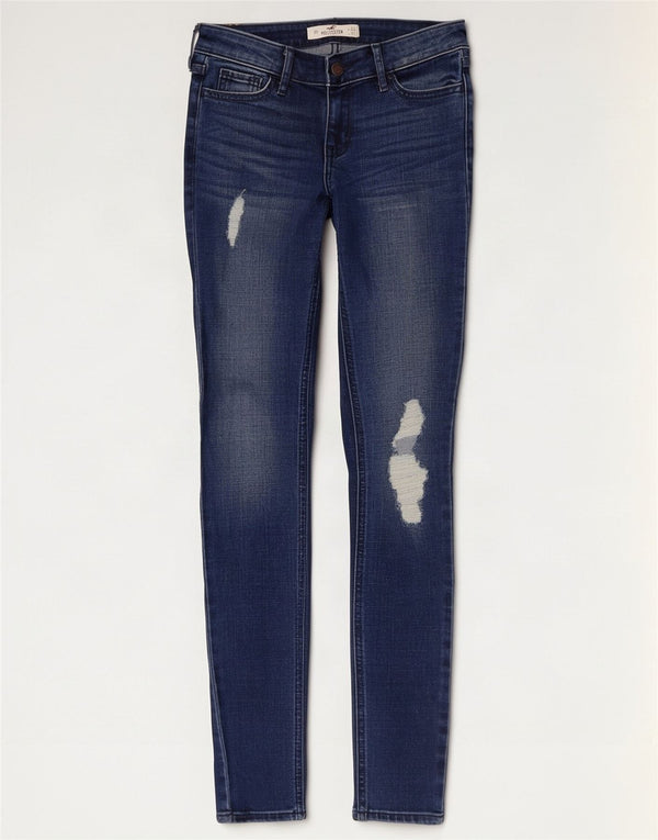 Jeans skinny femininos Hollister US 0 XS W24 L31 algodão azul marinho