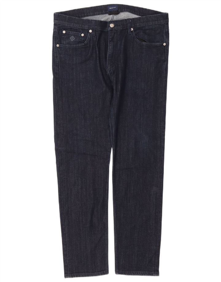 Gant Mens Slim Jeans W36 L32 Azul Marinho Algodão