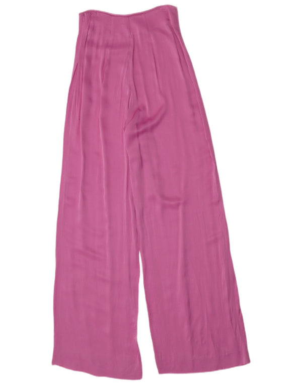 Zara Calça feminina casual cintura alta perna larga médio W28 L33 rosa