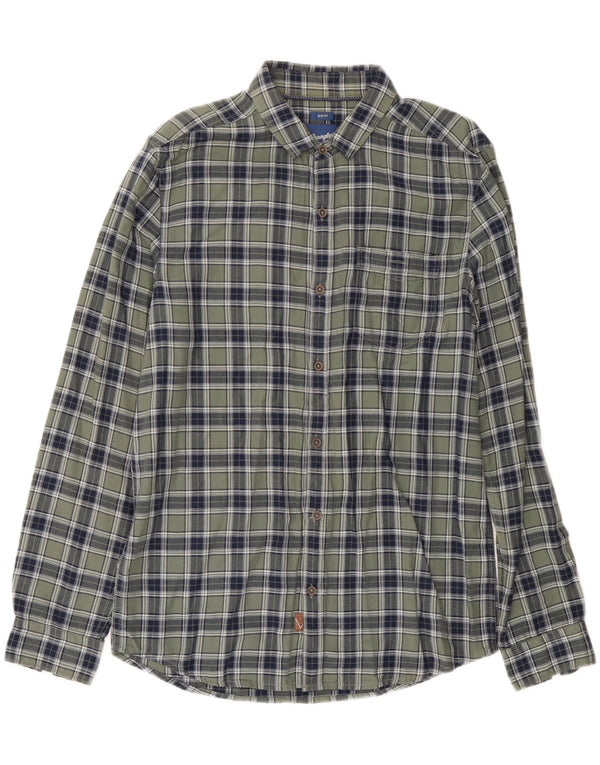 Wrangler Camisa masculina de flanela slim fit grande algodão xadrez verde