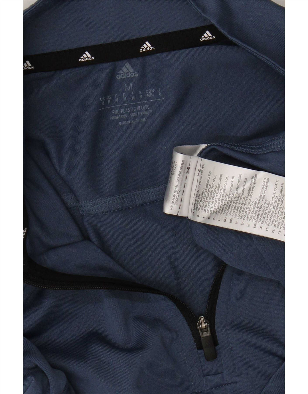 Adidas Mens Aeroready Zip Neck Pullover Treino Top Médio Azul Marinho