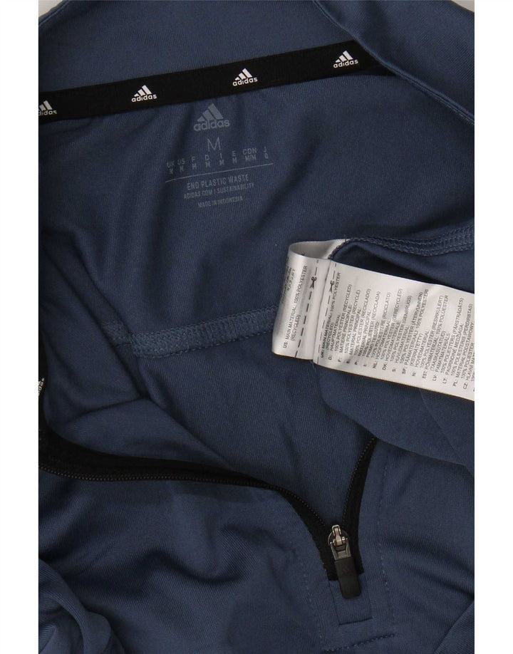 Adidas Mens Aeroready Zip Neck Pullover Treino Top Médio Azul Marinho
