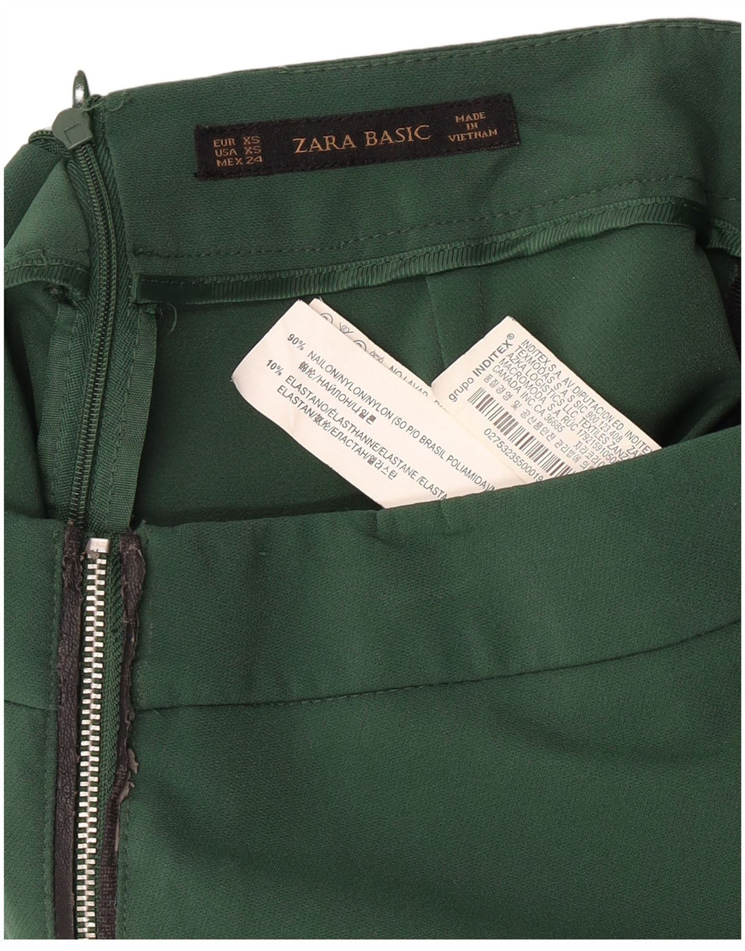 Saia lápis feminina ZARA XS W24 verde nylon