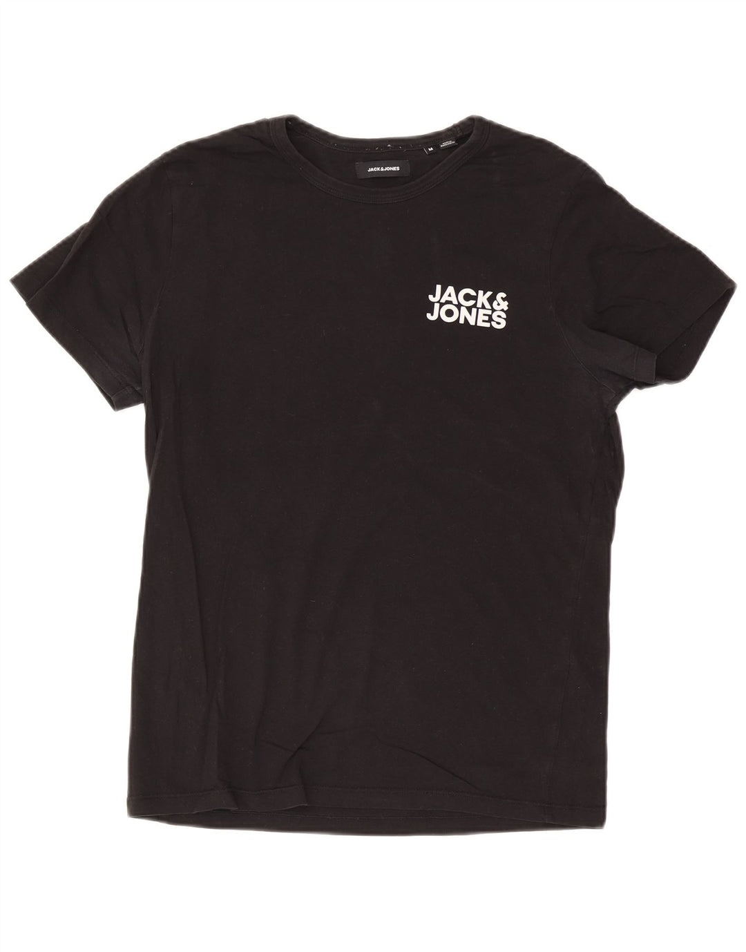Camiseta gráfica masculina Jack & Jones Top médio algodão preto