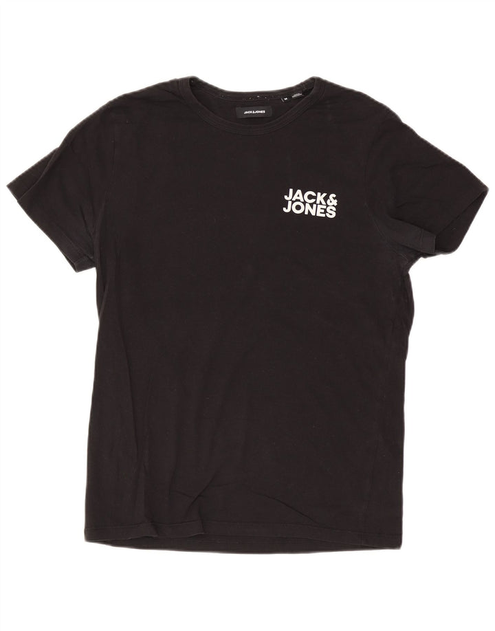 Camiseta gráfica masculina Jack & Jones Top médio algodão preto