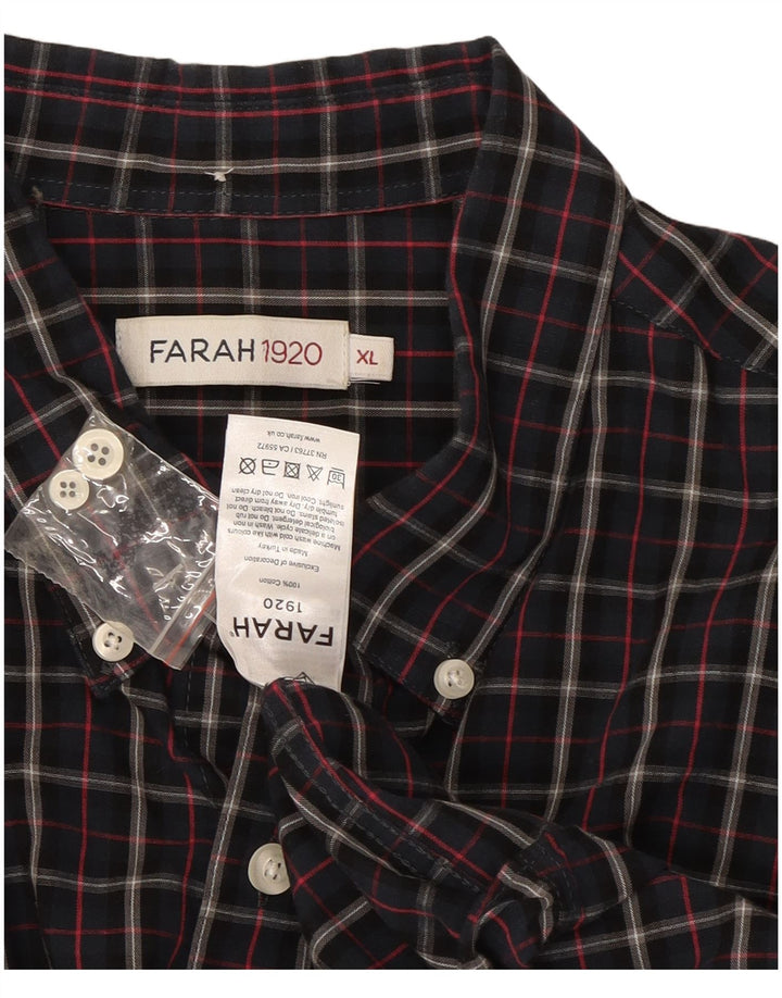 Camisa masculina Farah XL azul marinho xadrez algodão