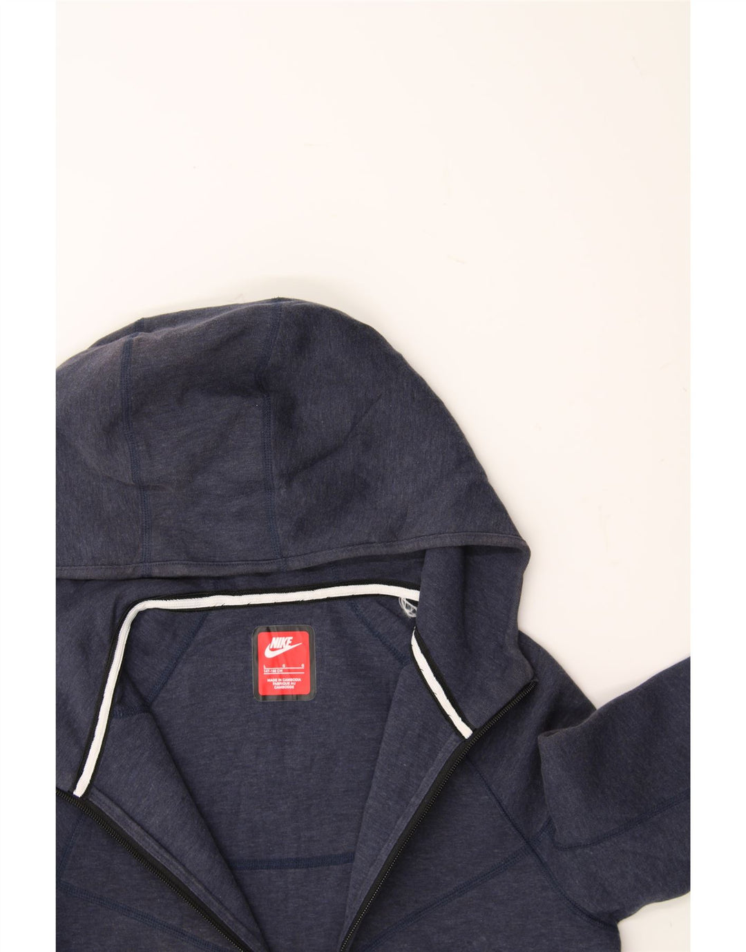 NIKE Boys Zip Hoodie Sweater 12-13 Years Large Navy Blue Cotton Vintage Nike and Second-Hand Nike from Messina Hembry 