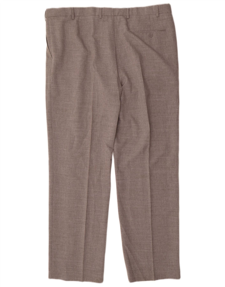 Calça masculina de terno reto Marks & Spencer W42 L33 poliéster cinza
