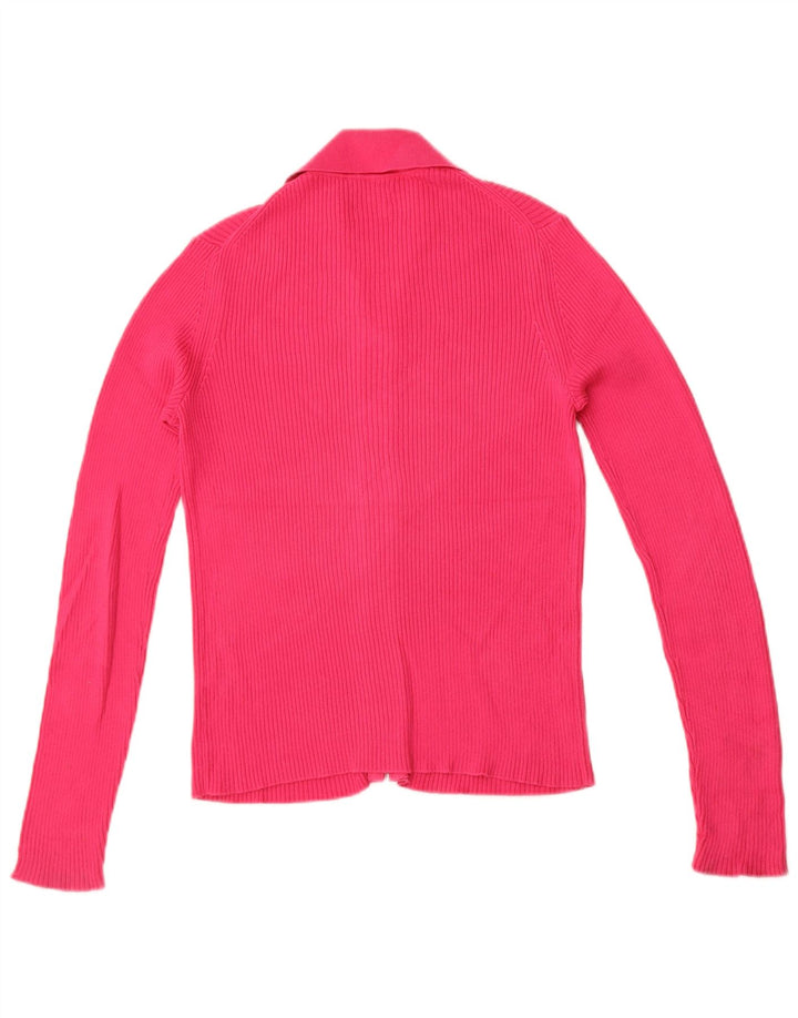 Suéter cardigã feminino Massimo Dutti Reino Unido 12 algodão rosa médio