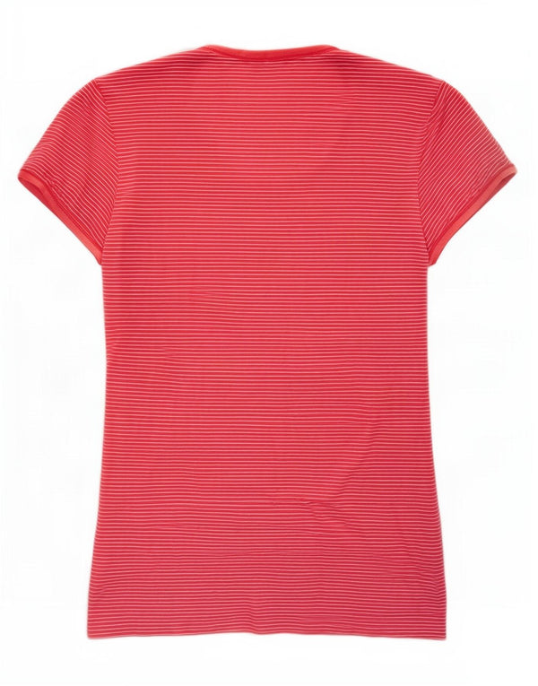 Camiseta feminina Benetton UK 12 viscose listrada rosa média