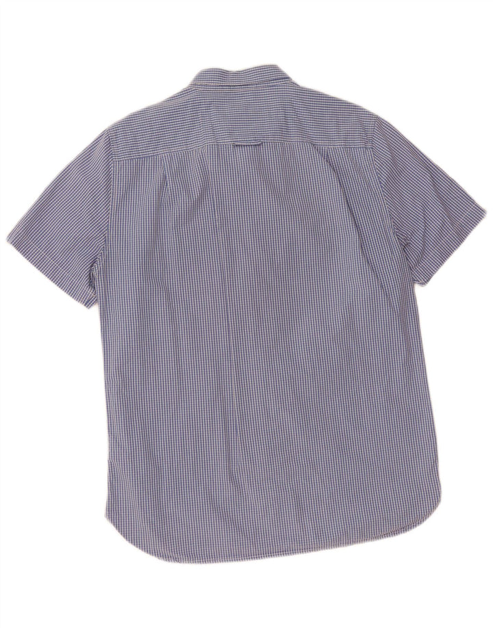Camisa masculina Superdry de manga curta XL azul xadrez algodão