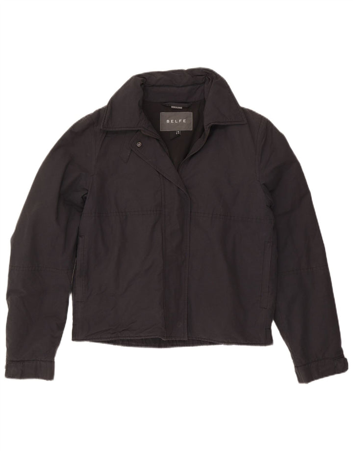 Belfe Womens Bomber Jacket UK 8 pequeno algodão preto