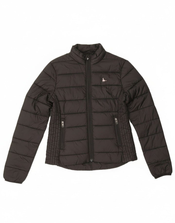 Jaqueta acolchoada feminina Jack Wills UK 8 pequena poliamida preta