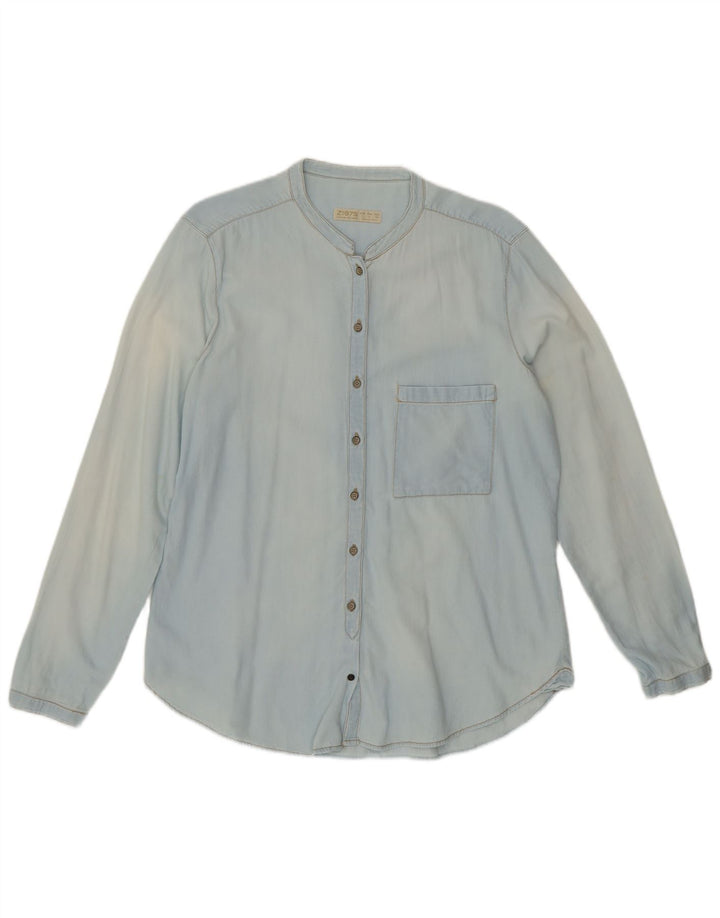 Camisa feminina ZARA UK 16 grande azul