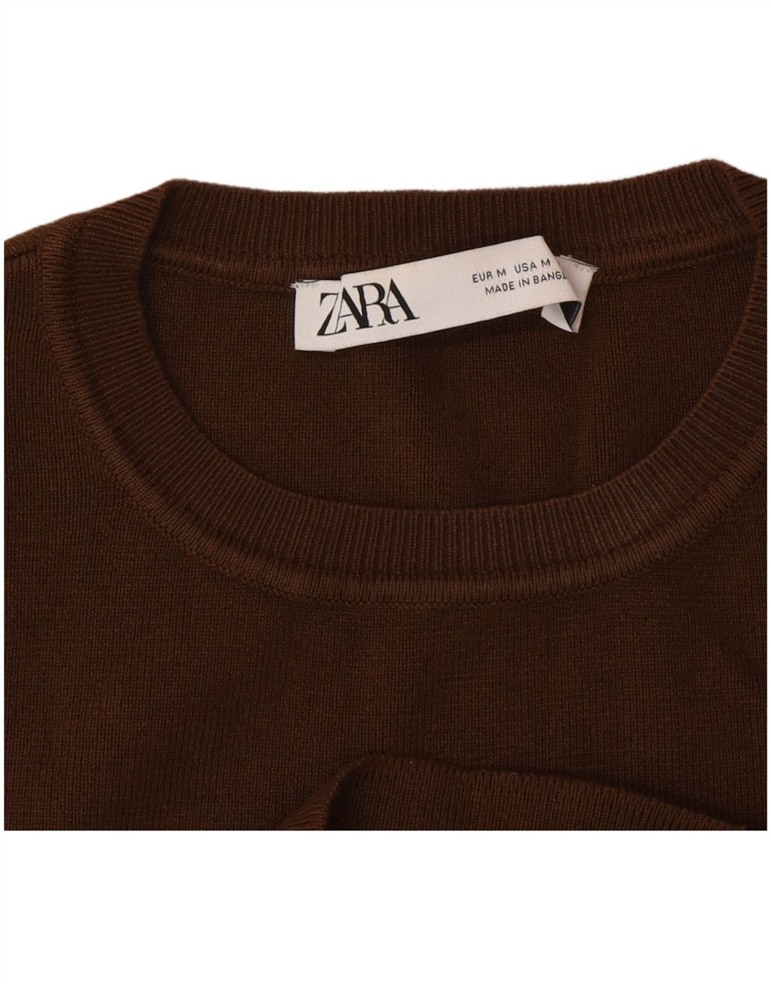 Zara Top curto sem mangas feminino UK 12 viscose marrom médio