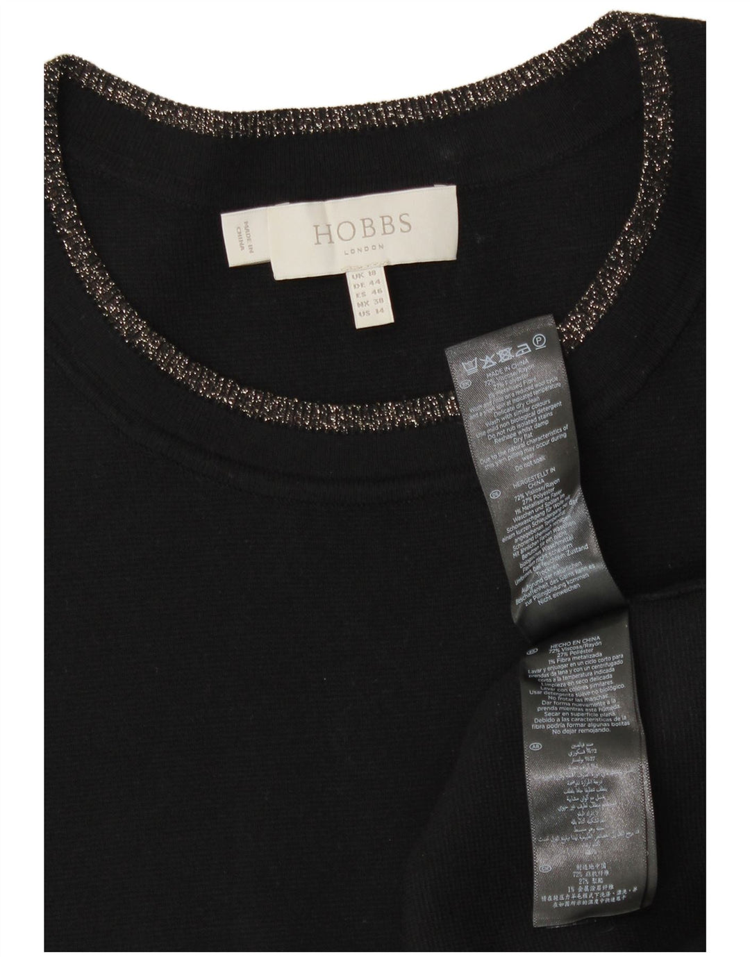 Vestido jumper feminino Hobbs Reino Unido 18 XL preto viscose