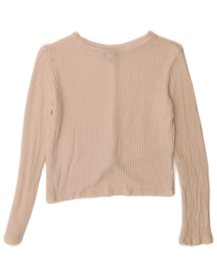Topshop feminino crop top manga comprida Reino Unido 8 viscose branca pequena