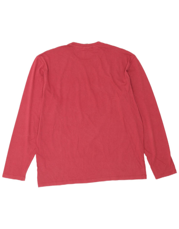 Russell Athletic Mens Graphic Top Manga Longa Grande Algodão Vermelho