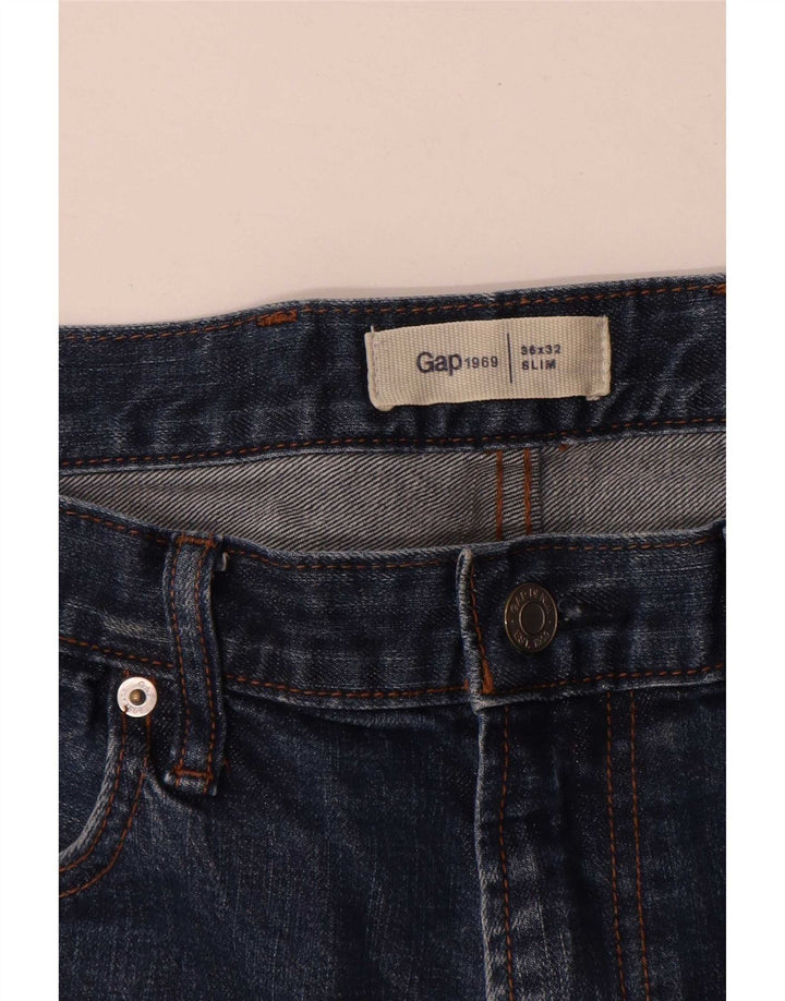 Gap Mens Slim Jeans W36 L32 Azul Marinho Algodão