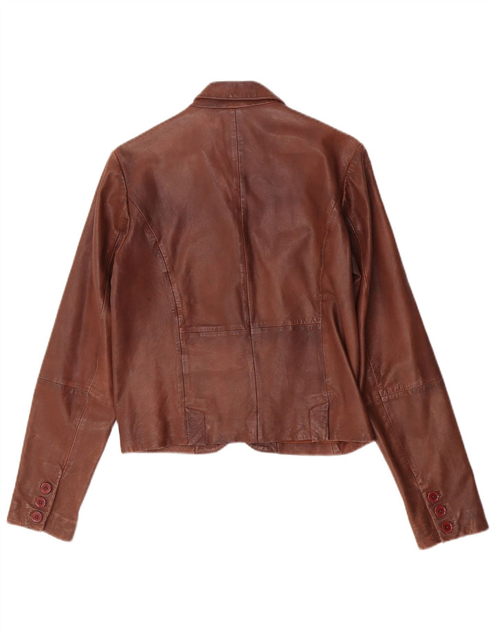 Jaqueta blazer feminina de couro com 3 botões da Mason IT 42 marrom médio