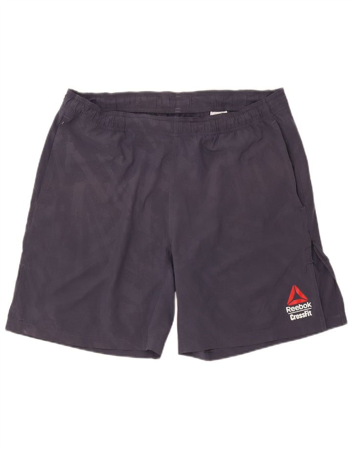 Reebok Mens Speedwick Graphic Sport Shorts Médio Cinza Camuflagem Poliéster
