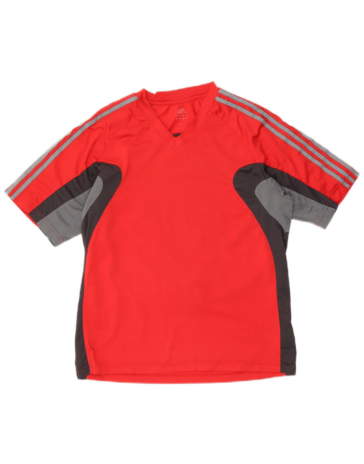 Adidas Mens T-Shirt Top Grande Poliéster Colorblock Vermelho