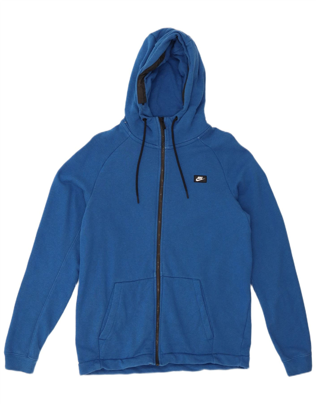 Suéter masculino NIKE com capuz e zíper azul médio algodão