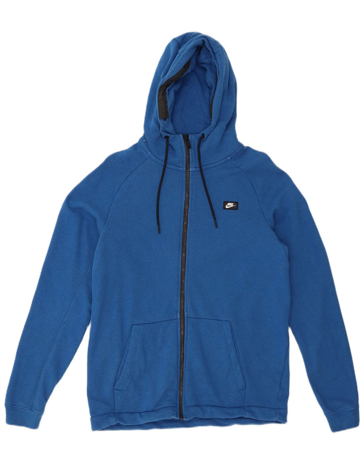 Suéter masculino NIKE com capuz e zíper azul médio algodão