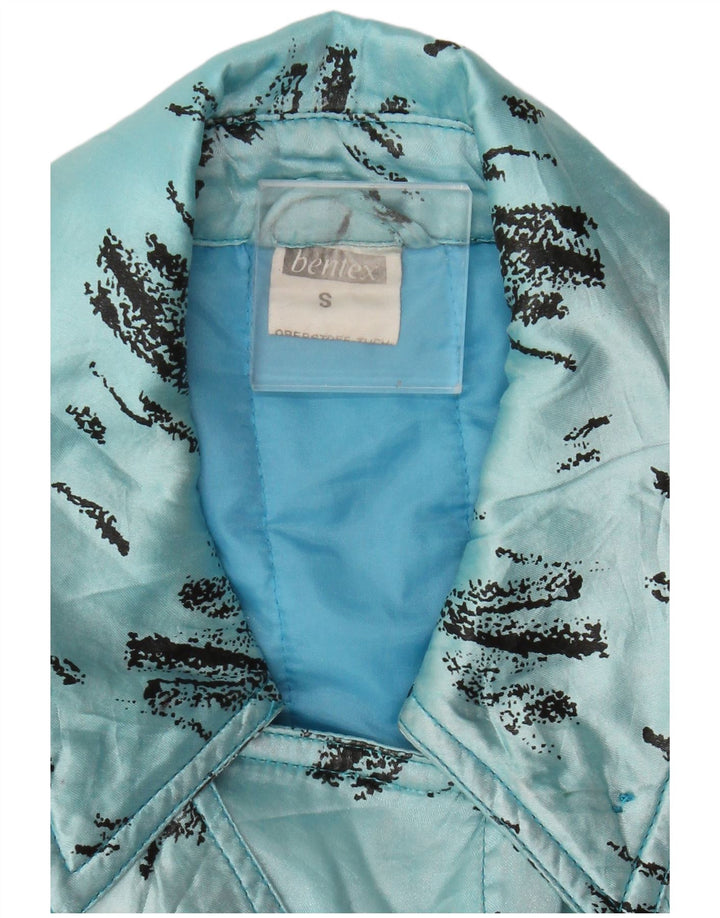 Jaqueta corta-vento masculina vintage com padrão abstrato Reino Unido 36 azul pequeno