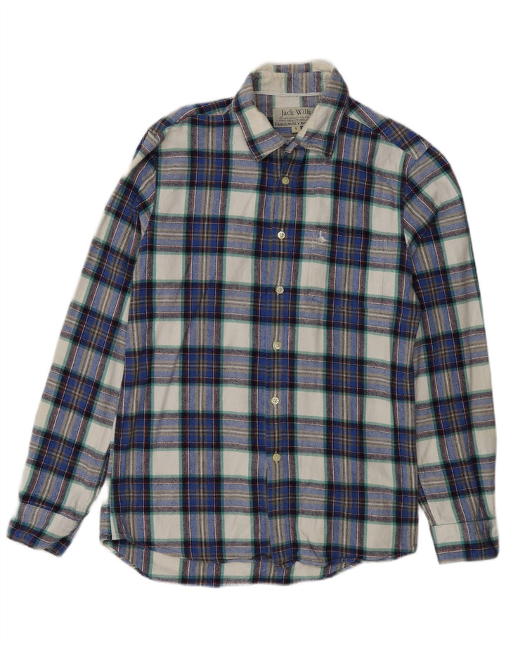 Camisa masculina de flanela Jack Wills pequena xadrez azul marinho de algodão