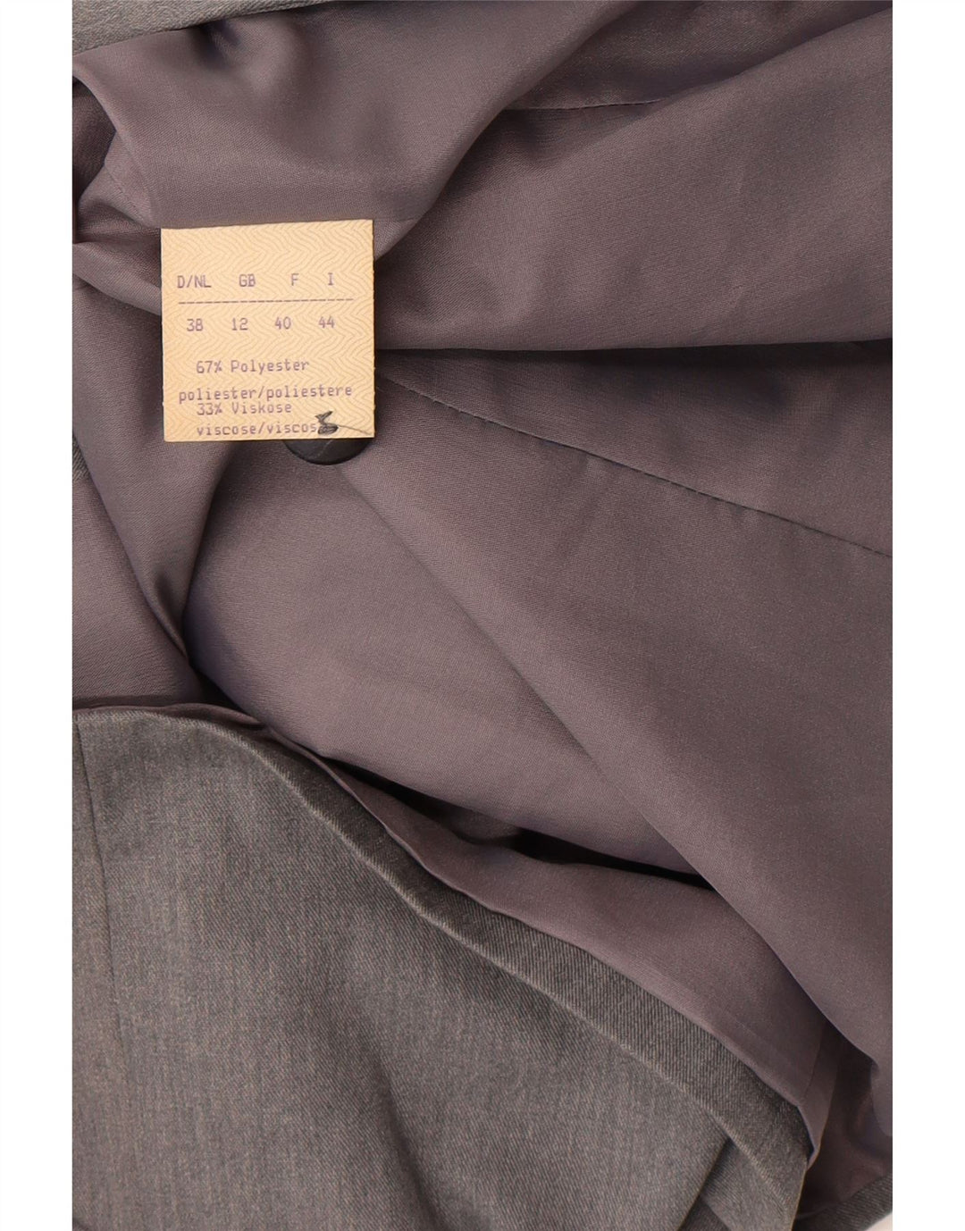 Jaqueta blazer feminina vintage de 1 botão Reino Unido 12 poliéster floral cinza médio