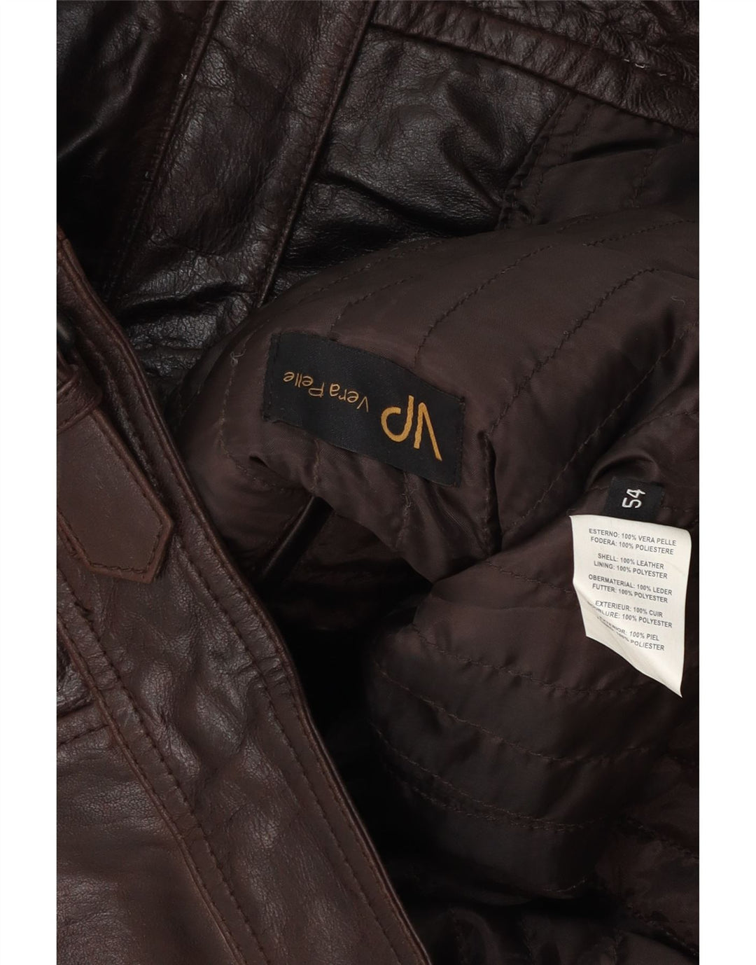 Jaqueta de couro bomber masculina vintage IT 54 2XL couro marrom
