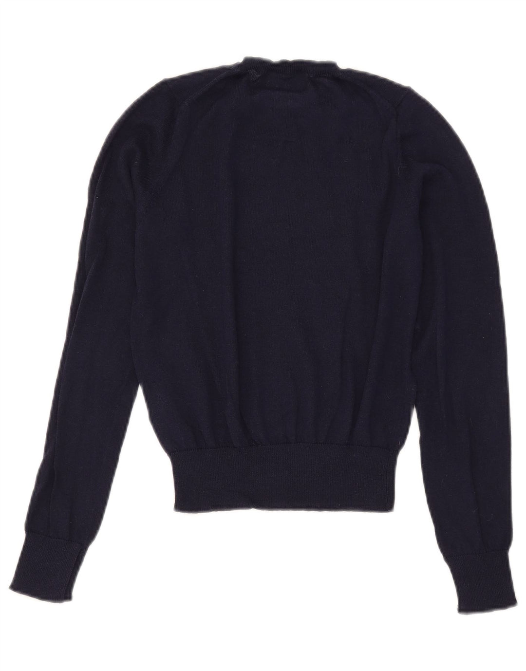 Zara Suéter feminino cropped com gola redonda Reino Unido 10 pequeno azul marinho poliéster